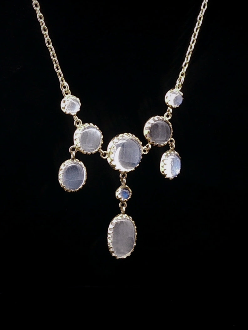 Art Deco 18ct Yellow Gold Cabochon Moonstone Necklace,Circa 1925