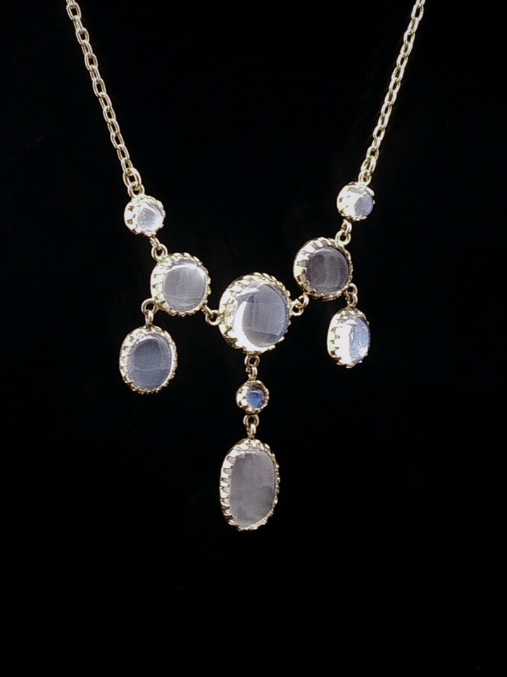 Art Deco 18ct Yellow Gold Cabochon Moonstone Necklace,Circa 1925