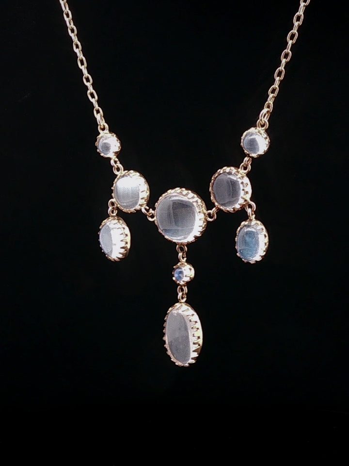 Art Deco 18ct Yellow Gold Cabochon Moonstone Necklace,Circa 1925