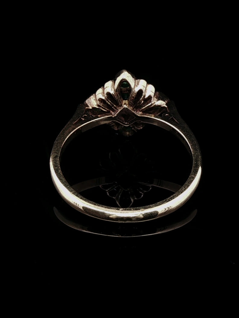 18ct Gold 0.30ct Emerald and Diamond Square Cluster Ring