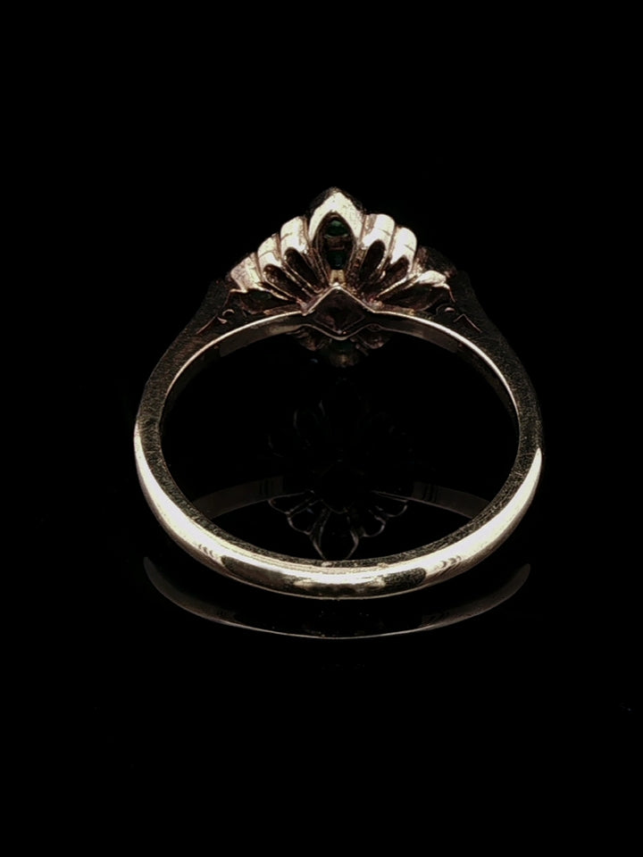 18ct Gold 0.30ct Emerald and Diamond Square Cluster Ring