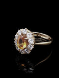 18ct Gold 0.95ct Yellow Sapphire and Brillinat Cut 0.66ct Diamond Cluster Ring, London 1988