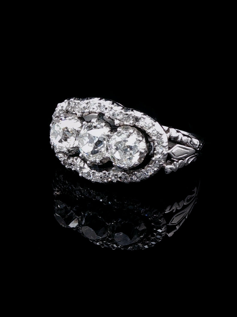 Platinum and Old Cut 1.00ct Diamond Dress Ring, Circa 1940