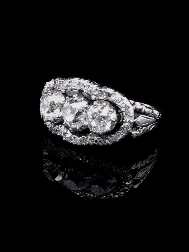 Platinum and Old Cut 1.00ct Diamond Dress Ring, Circa 1940
