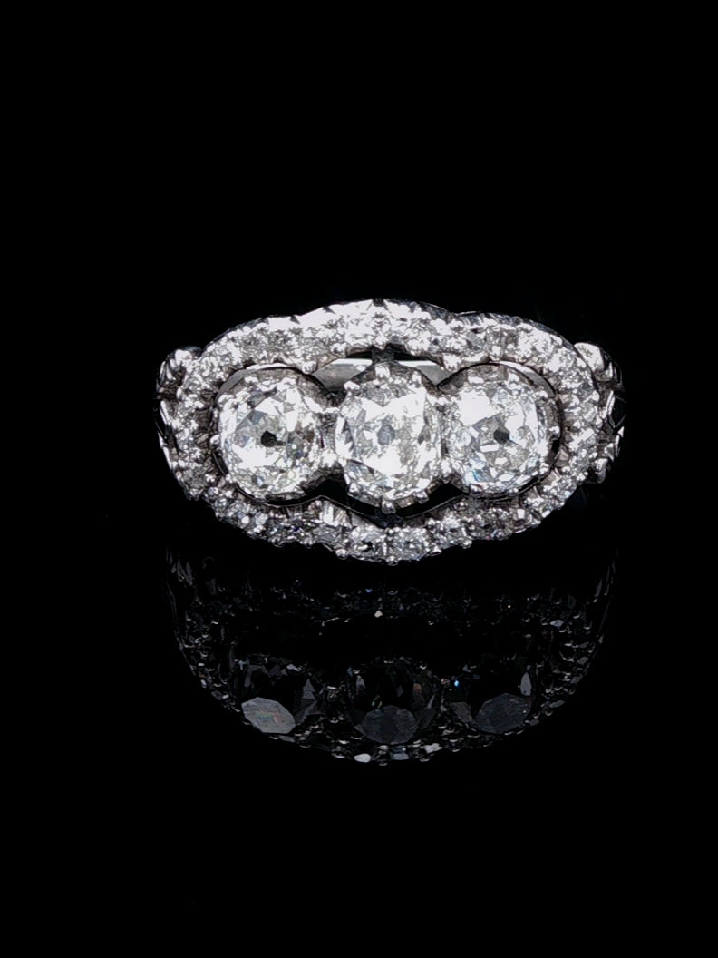 Platinum and Old Cut 1.00ct Diamond Dress Ring, Circa 1940