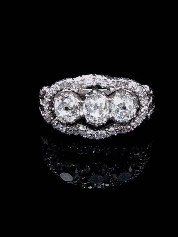Platinum and Old Cut 1.00ct Diamond Dress Ring, Circa 1940