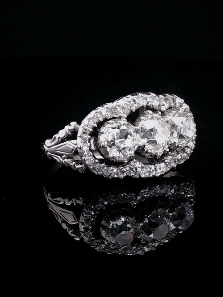 Platinum and Old Cut 1.00ct Diamond Dress Ring, Circa 1940