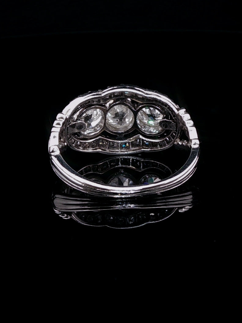 Platinum and Old Cut 1.00ct Diamond Dress Ring, Circa 1940