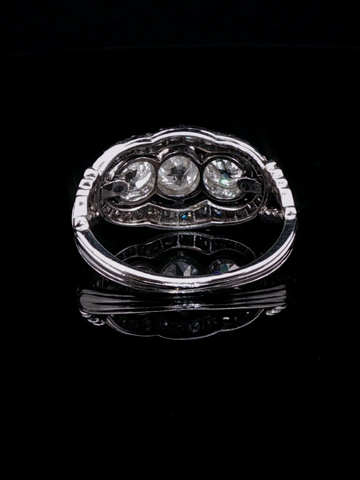 Platinum and Old Cut 1.00ct Diamond Dress Ring, Circa 1940