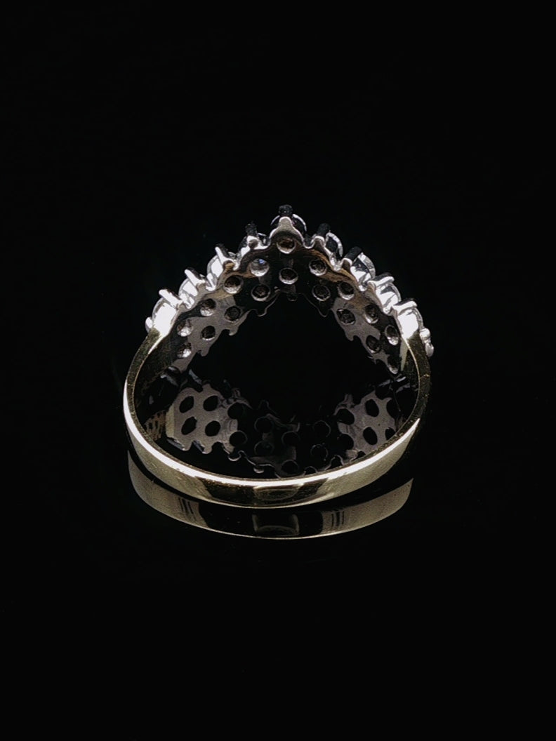 18ct Gold 0.50ct Diamond and 0.40ct Emerald Wishbone Ring