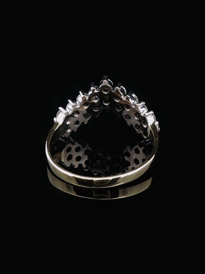 18ct Gold 0.50ct Diamond and 0.40ct Emerald Wishbone Ring