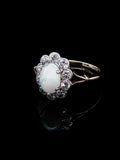 18ct Gold Opal and Old Cut 1.00ct Diamond Cluster Ring