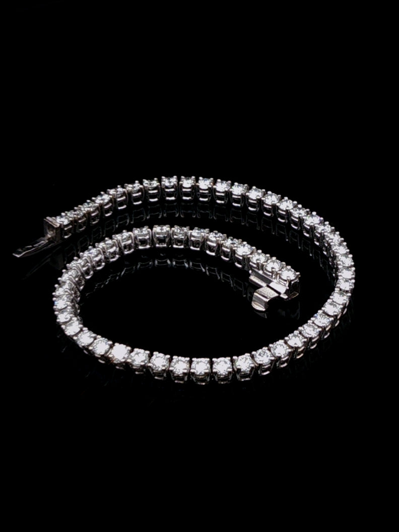 18ct White Gold Brilliant Cut Diamond Line Bracelet, 3.00ct