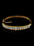 Antique Victorian 18ct Yellow Gold Opal Hinged Bangle, Circa 1870