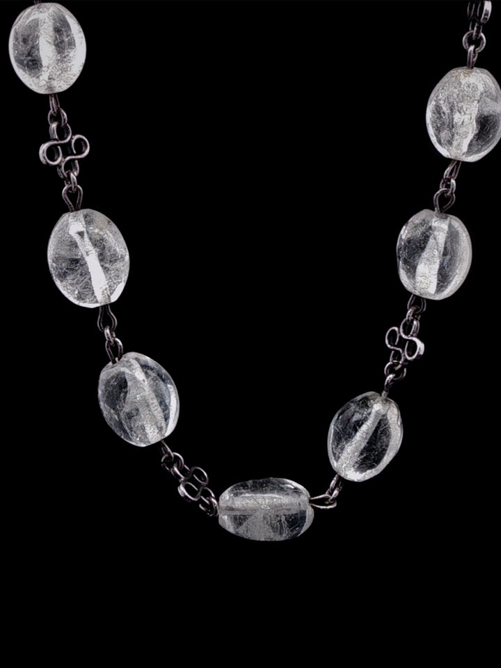 Art Deco Silver and Rock Crystal Long Necklace, Circa 1935