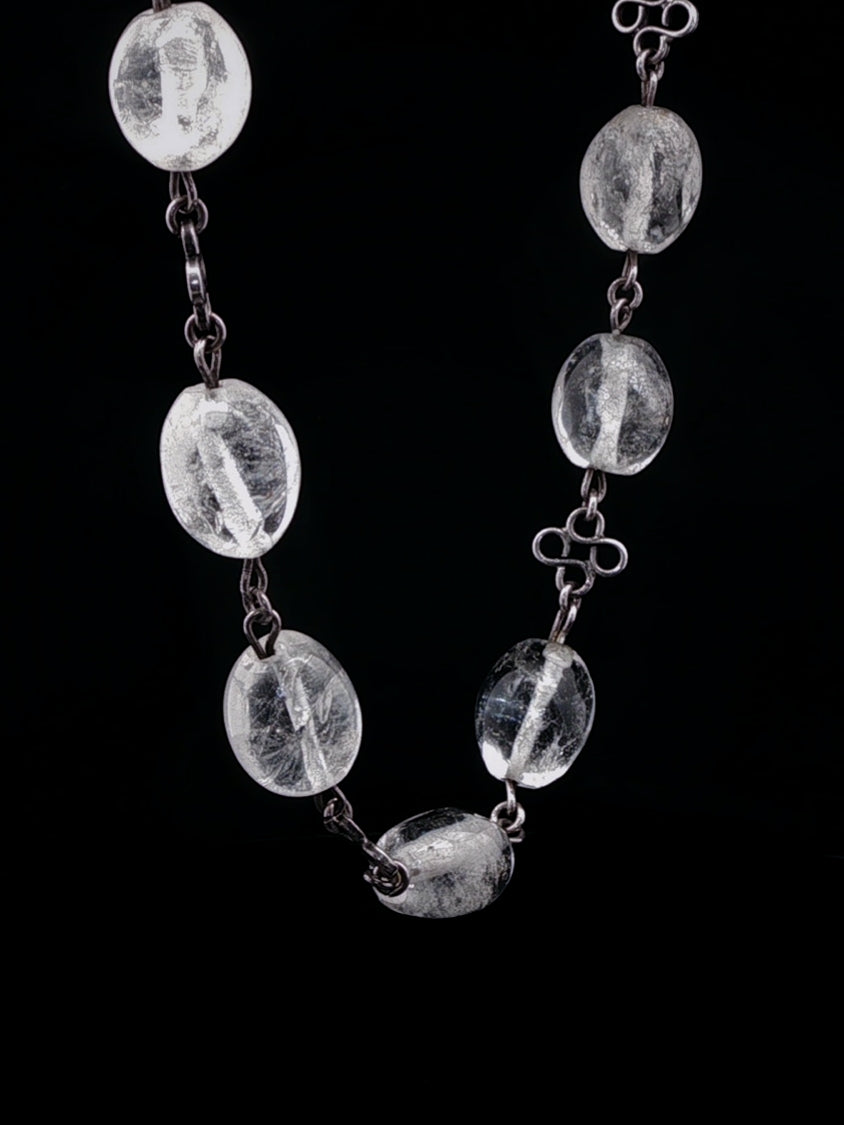 Art Deco Silver and Rock Crystal Long Necklace, Circa 1935