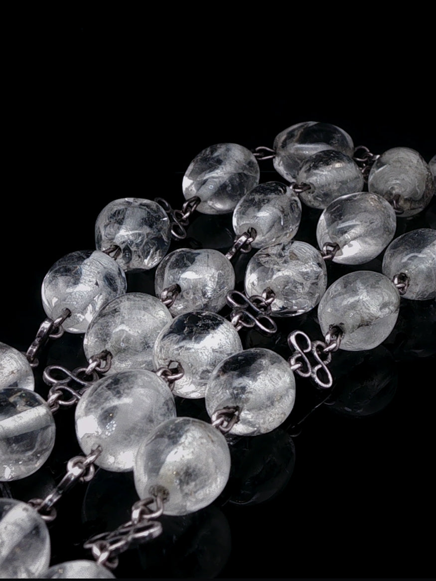 Art Deco Silver and Rock Crystal Long Necklace, Circa 1935