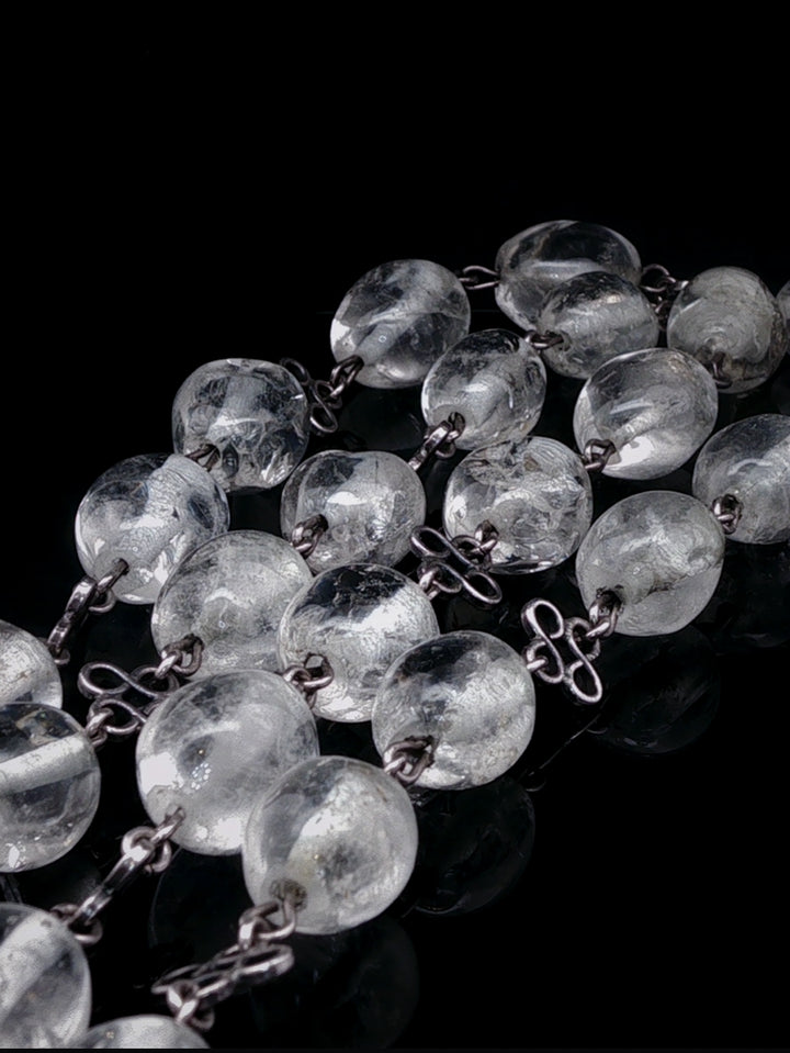 Art Deco Silver and Rock Crystal Long Necklace, Circa 1935
