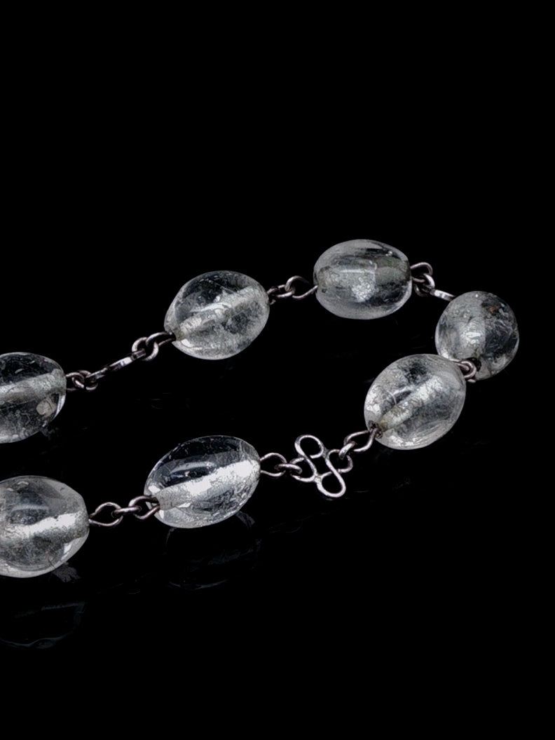 Art Deco Silver and Rock Crystal Long Necklace, Circa 1935