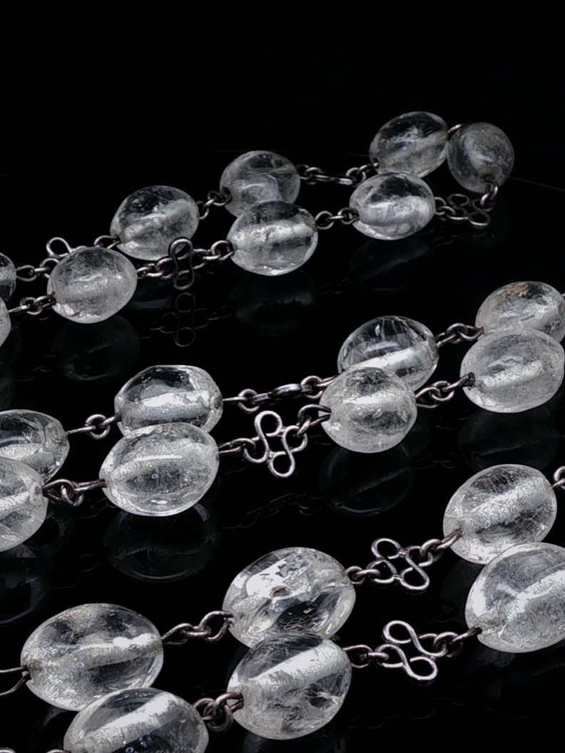 Art Deco Silver and Rock Crystal Long Necklace, Circa 1935
