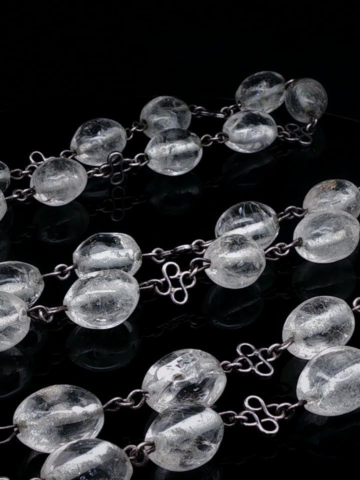 Art Deco Silver and Rock Crystal Long Necklace, Circa 1935