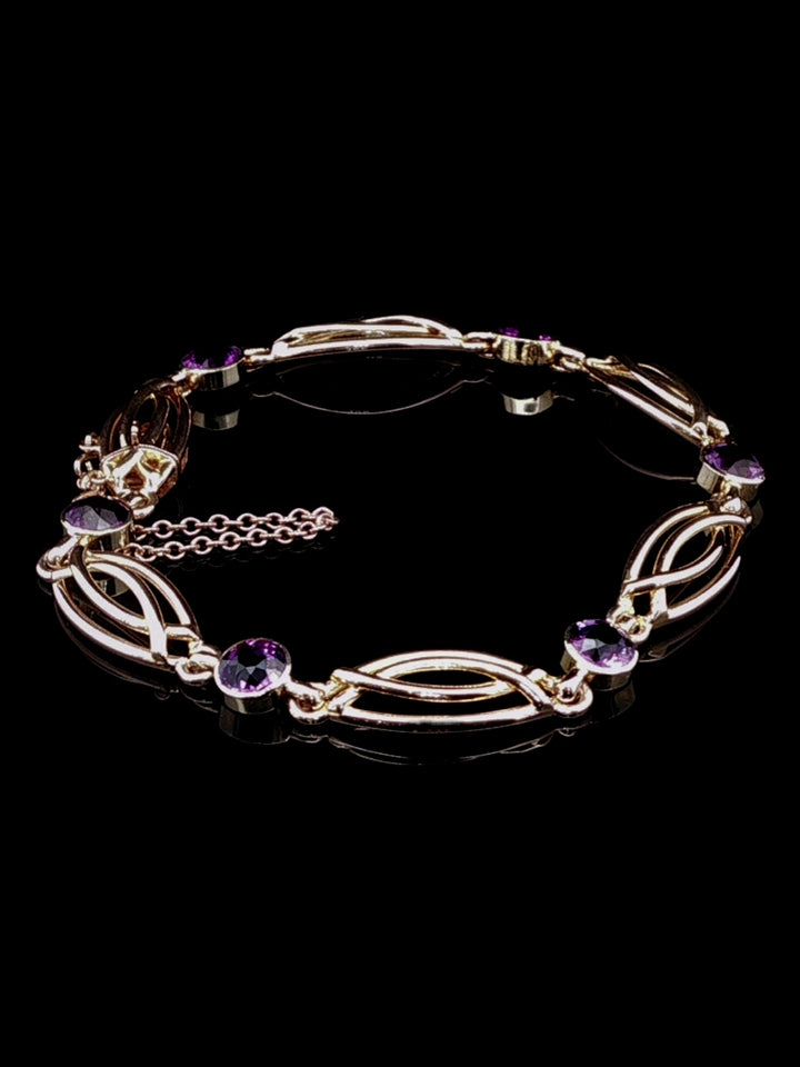 Art Deco 15ct Yellow Gold Amethyst Bracelet, Circa 1930