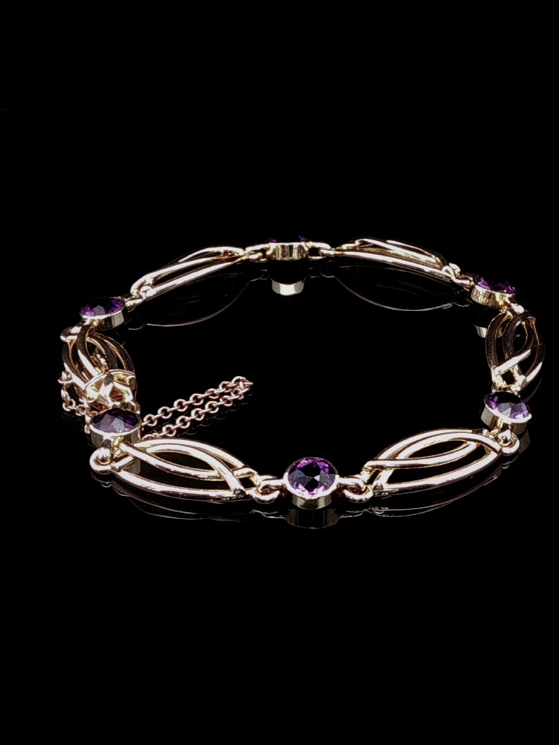 Art Deco 15ct Yellow Gold Amethyst Bracelet, Circa 1930