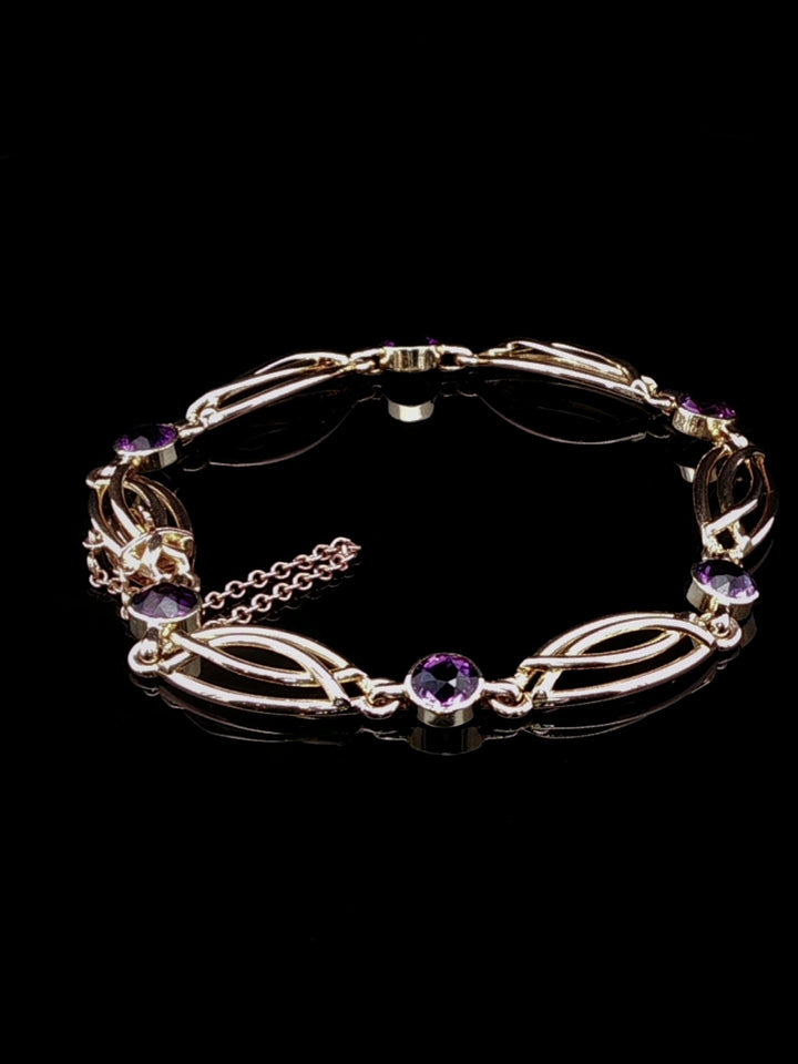 Art Deco 15ct Yellow Gold Amethyst Bracelet, Circa 1930