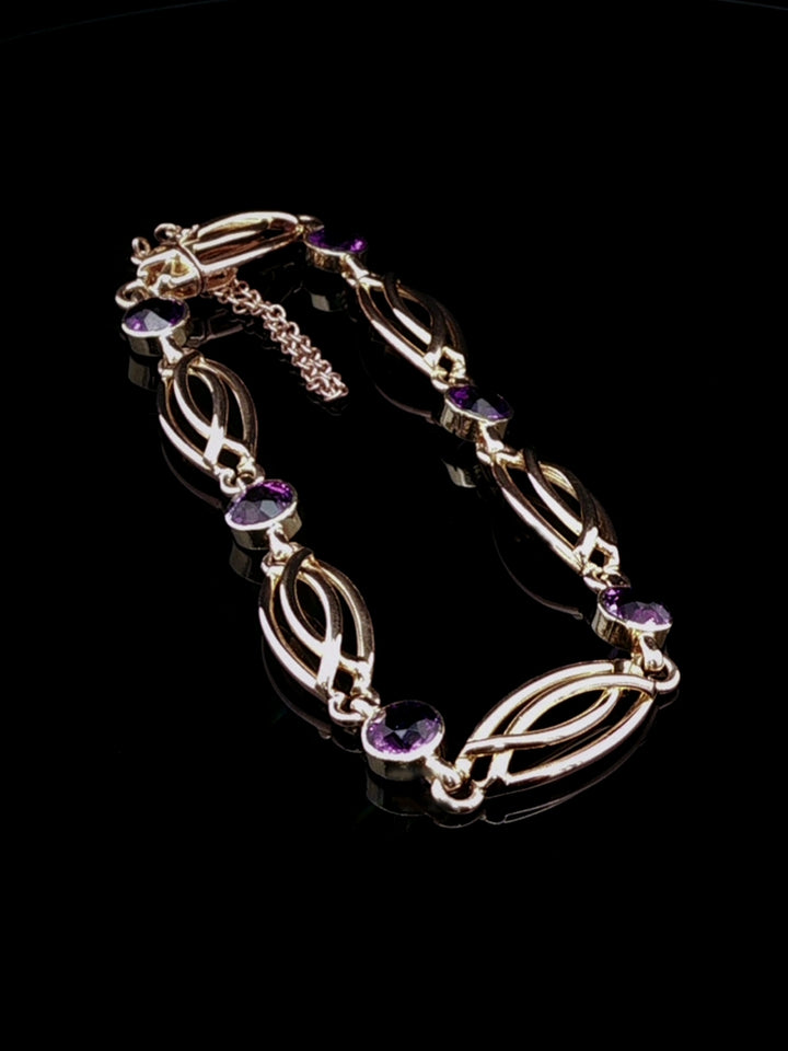 Art Deco 15ct Yellow Gold Amethyst Bracelet, Circa 1930