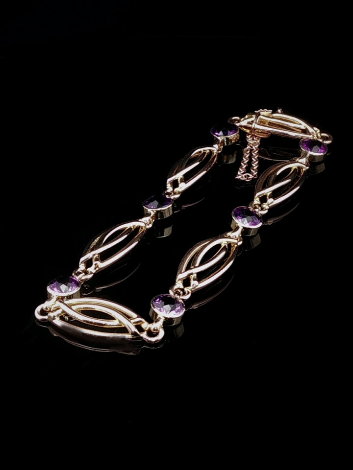 Art Deco 15ct Yellow Gold Amethyst Bracelet, Circa 1930