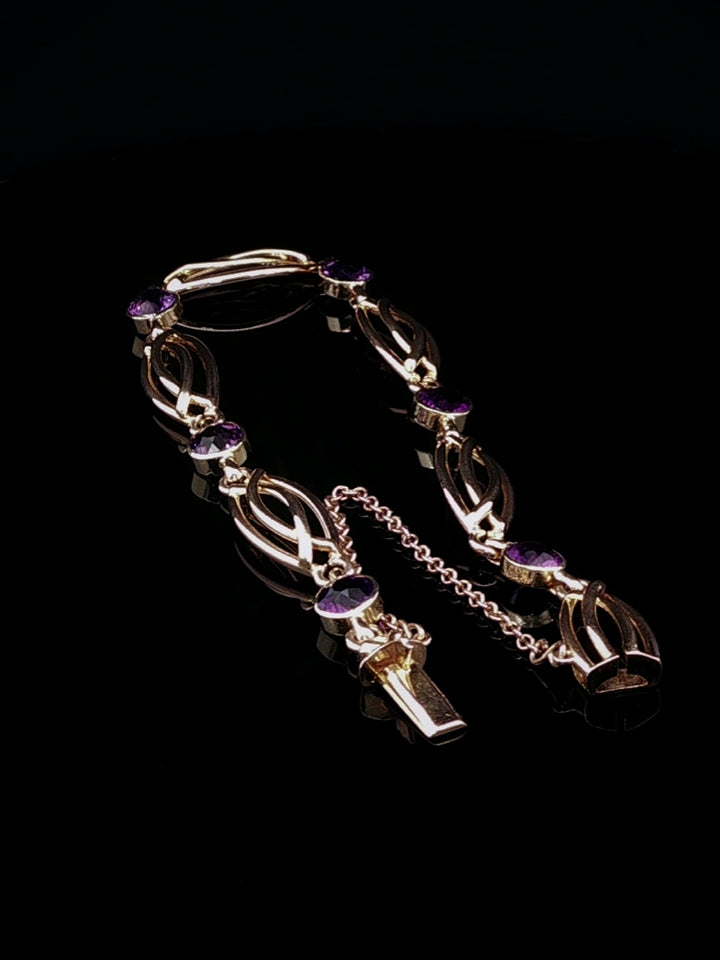 Art Deco 15ct Yellow Gold Amethyst Bracelet, Circa 1930