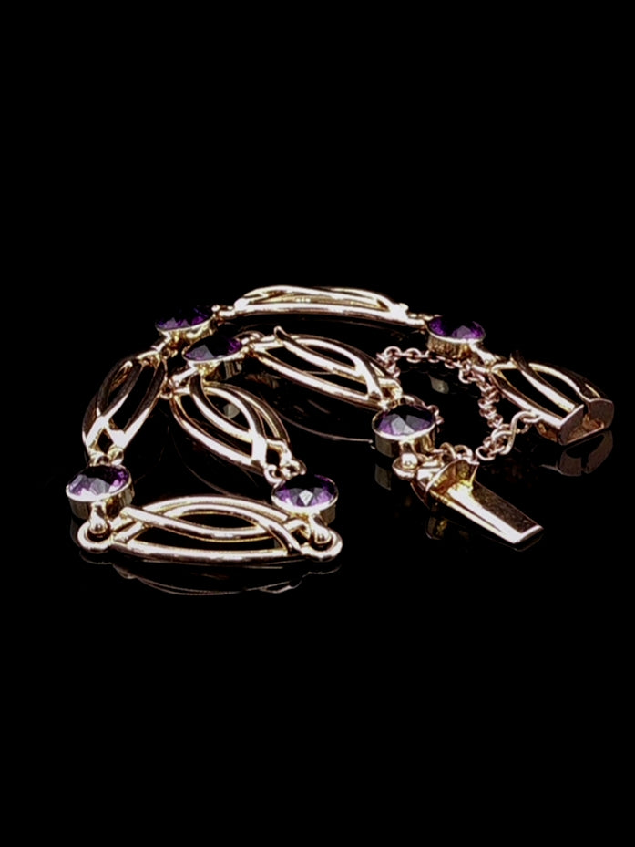 Art Deco 15ct Yellow Gold Amethyst Bracelet, Circa 1930