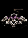 Antique Victorian 9ct Gold and Amethyst Floral Scroll Brooch, Circa 1860