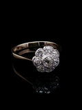 18ct Gold Old Cut 0.90ct Diamond Cluster Ring, Circa 1980