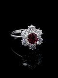 18ct White Gold 0.50ct Ruby and 1.20ct Diamond Cluster Ring, London 1975