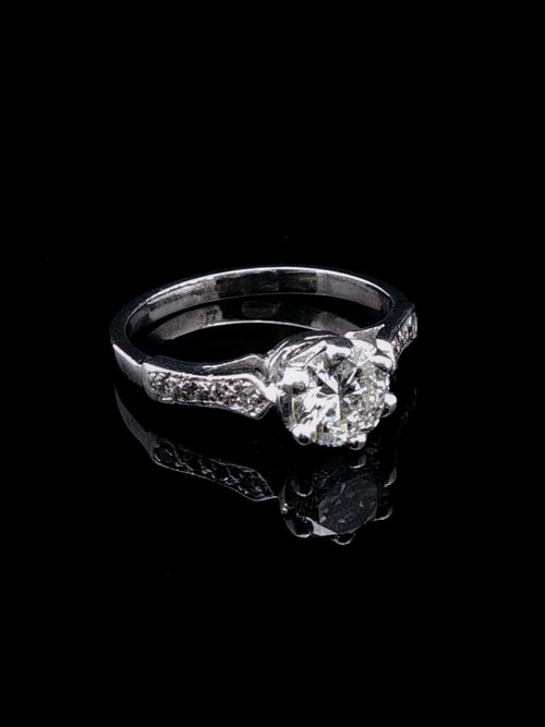 14ct White Gold Old Cut 0.75ct Diamond Solitaire Ring