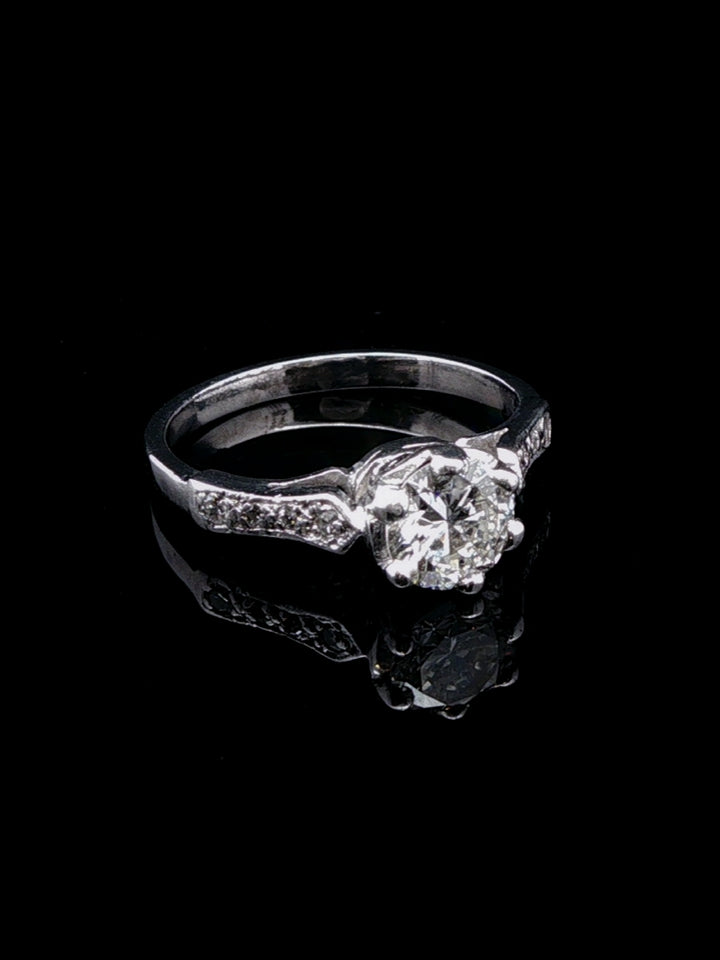 14ct White Gold Old Cut 0.75ct Diamond Solitaire Ring