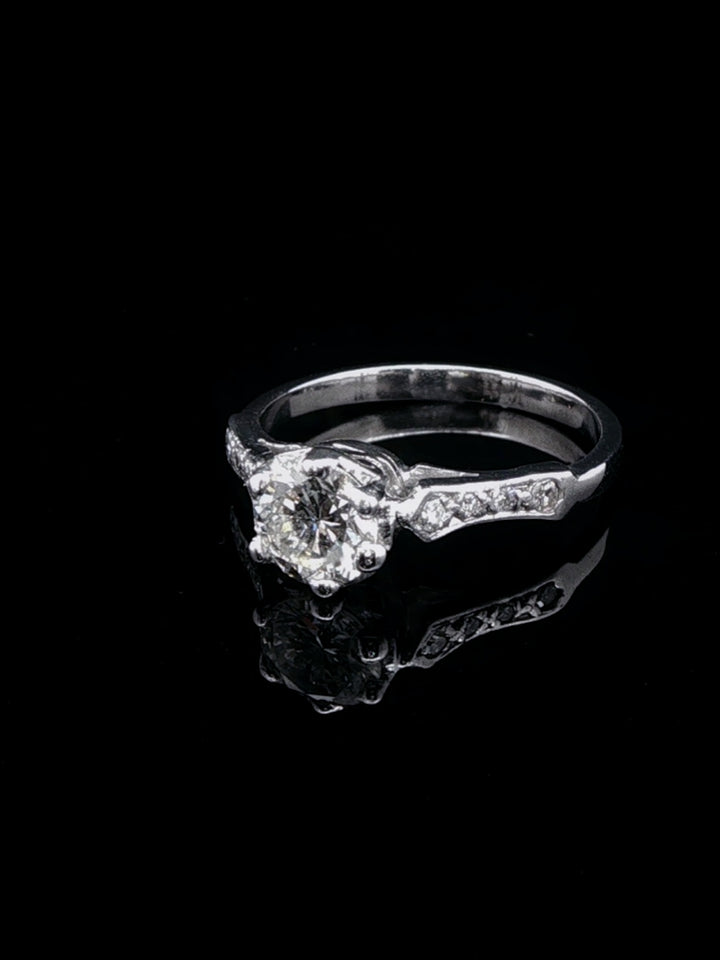 14ct White Gold Old Cut 0.75ct Diamond Solitaire Ring