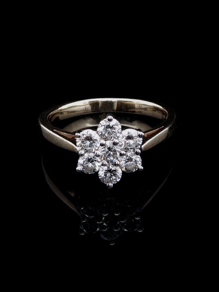 18ct Gold 0.70ct Diamond Seven Stone Cluster Ring