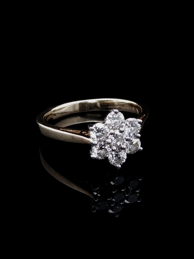 18ct Gold 0.70ct Diamond Seven Stone Cluster Ring