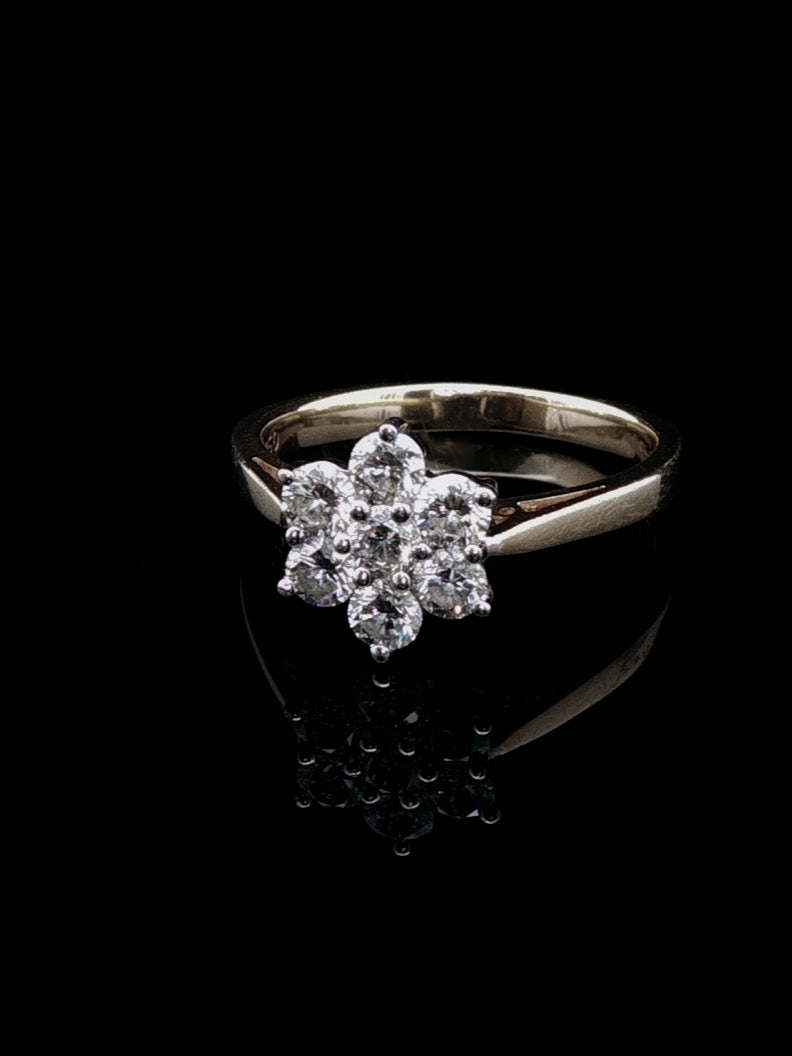 18ct Gold 0.70ct Diamond Seven Stone Cluster Ring