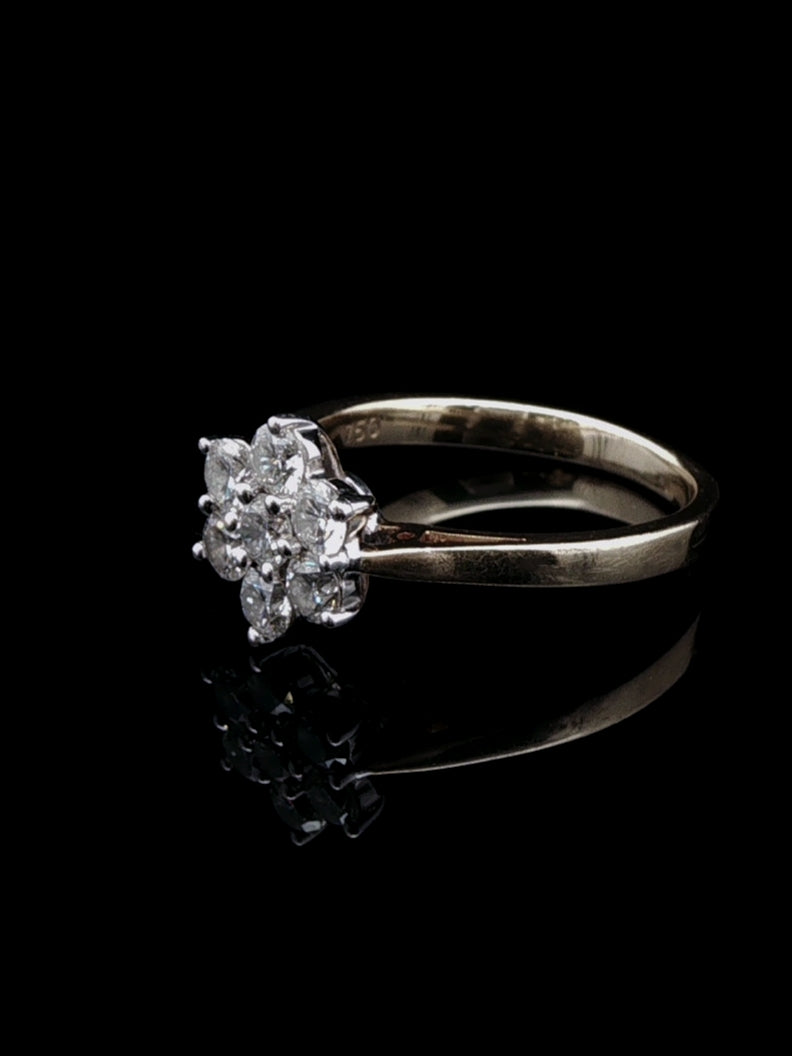 18ct Gold 0.70ct Diamond Seven Stone Cluster Ring
