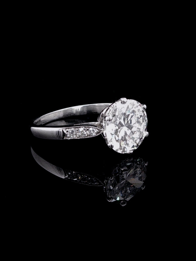 Art Deco Platinum 2.44ct Diamond Solitaire Ring, Circa 1935