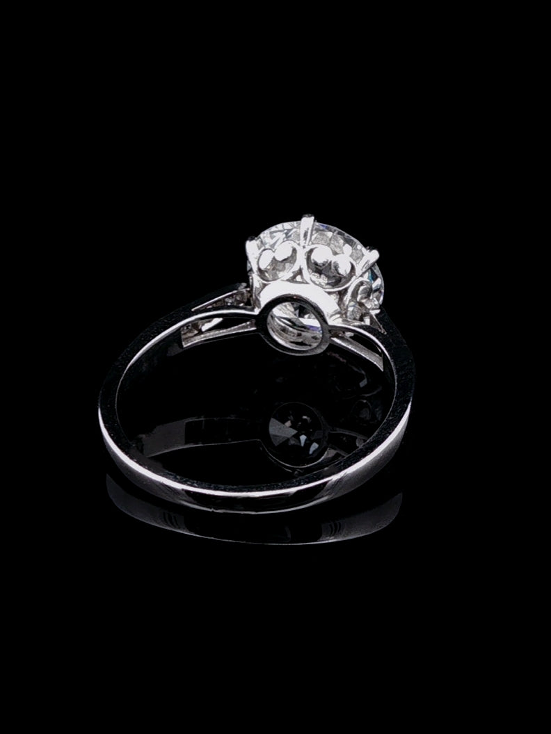 Art Deco Platinum 2.44ct Diamond Solitaire Ring, Circa 1935