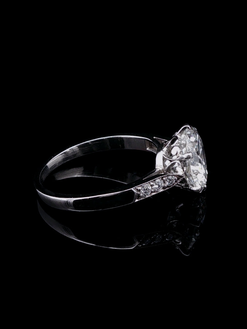 Art Deco Platinum 2.44ct Diamond Solitaire Ring, Circa 1935