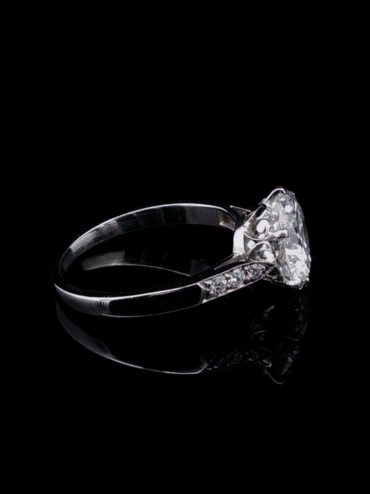 Art Deco Platinum 2.44ct Diamond Solitaire Ring, Circa 1935