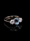 18ct Gold and Platinum 0.93ct Aquamarine and 0.75ct Old Cut Diamond Three Stone Ring
