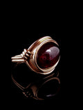 15ct Yellow Gold Red Garnet Cabochon Ring, Circa 1990