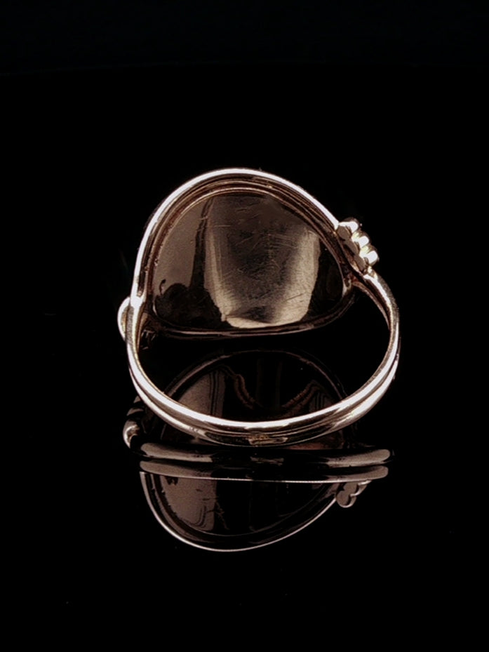 15ct Yellow Gold Red Garnet Cabochon Ring, Circa 1990