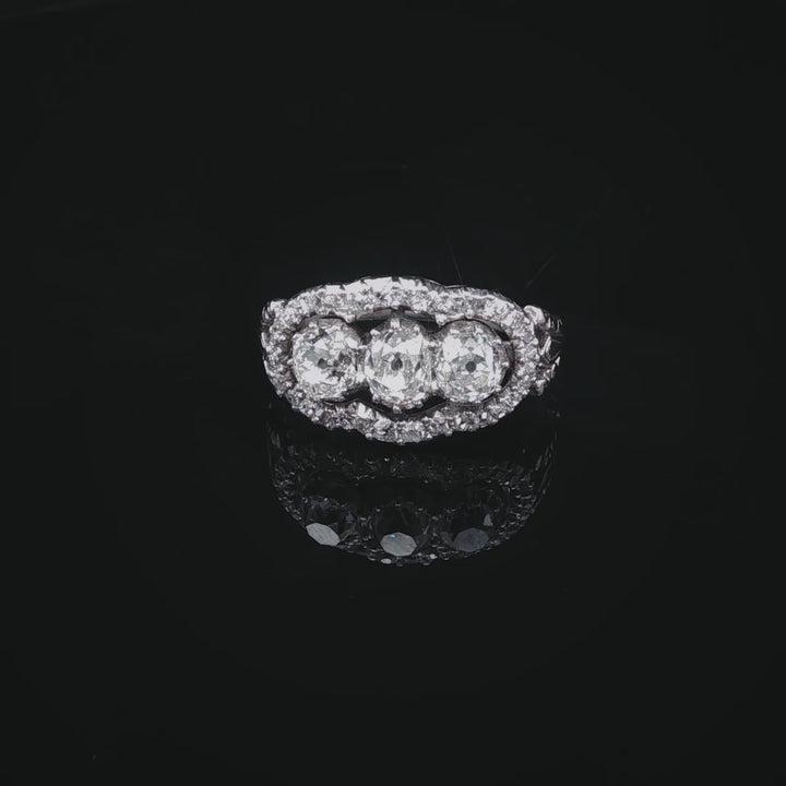 Platinum and Old Cut 1.00ct Diamond Dress Ring, Circa 1940